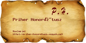 Priher Honorátusz névjegykártya
